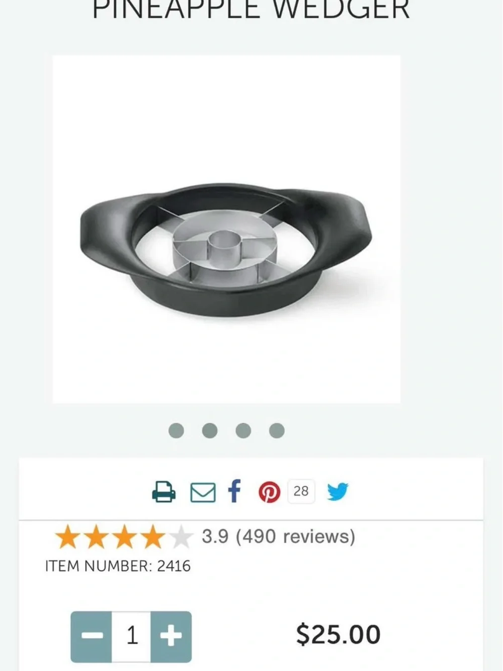 Pampered Chef Pineapple Wedger - Yellow and Green